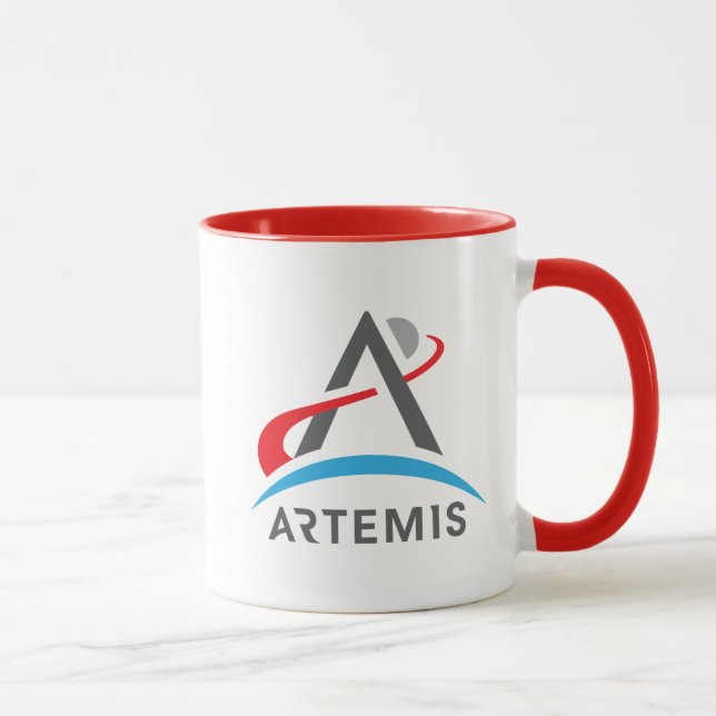 Taza Logotipo de NASA Artemis Cometa Rojo/Blanco (Derecha)