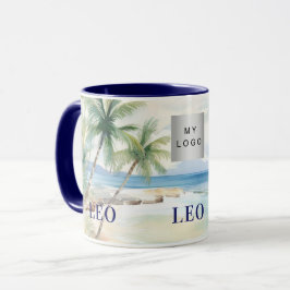 Taza Logotipo de negocio de nombre de palmeras de playa