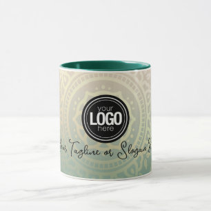 Taza Logotipo de negocio personalizado Yoga verde ele
