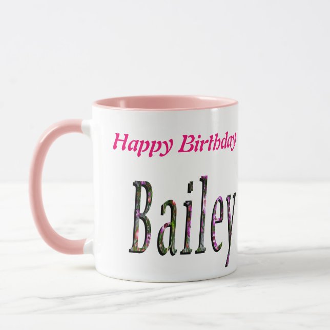 Taza Logotipo de nombre de bailey floral, (Izquierda)