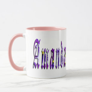 Taza Logotipo de nombre de los Chicas de Amanda floral,