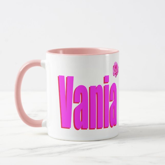 Taza Logotipo de nombre femenino de Vania (Izquierda)