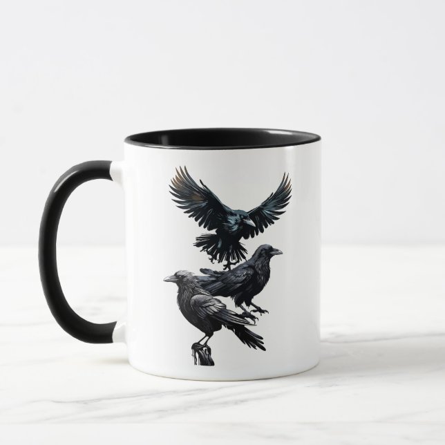 Taza Logotipo de rebaño de aves de cuervos (Izquierda)