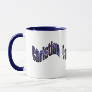 Taza Logotipo del nombre azul cristiano,