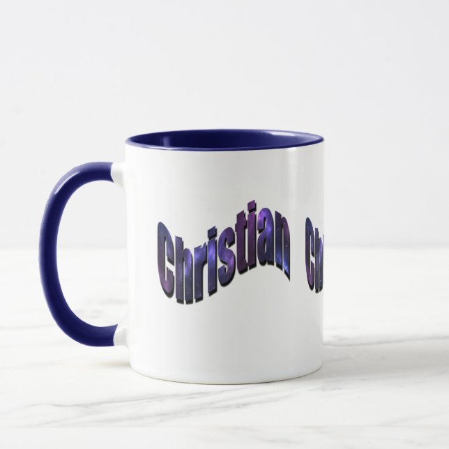Taza Logotipo del nombre azul cristiano, (Izquierda)