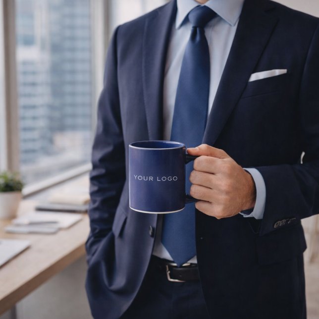 Taza Logotipo empresarial rectangular blanco azul marin (Subido por el creador)