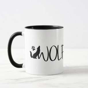 Taza Logotipo gráfico del texto del lobo Mug