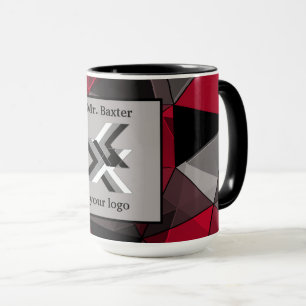 Taza Logotipo, monograma abstracto, negro y rojo