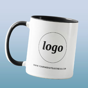 Taza Logotipo simple y promoción de negocios de texto