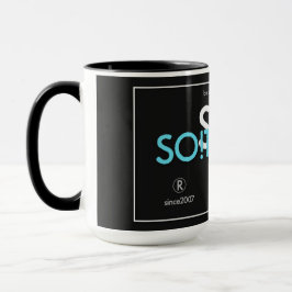 Taza ¡Logotipos y líneas de etiqueta de SO!Trouble en c
