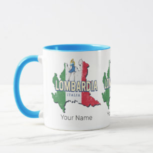 Taza Lombardía Italia Retro Región Mapa de recuerdos de