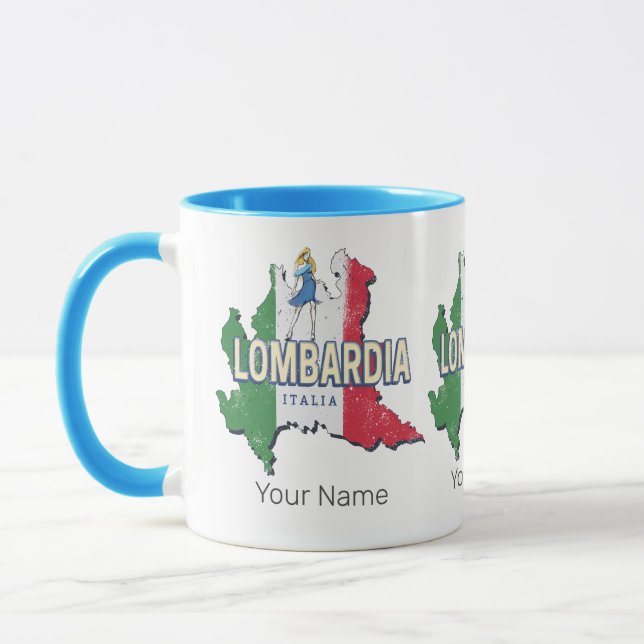 Taza Lombardía Italia Retro Región Mapa de recuerdos de (Izquierda)