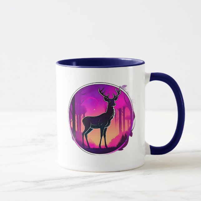 Taza L'ombre d'un cerf sur fond coloré. (Derecha)
