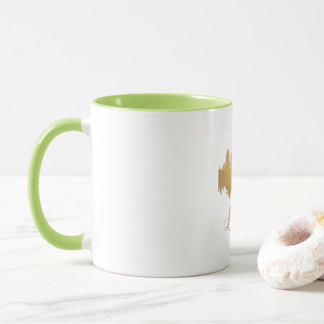 Taza London Skyline Gold Map City Inglaterra Europa (Con donut)