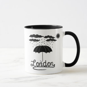 Taza Londres el   debajo de un paraguas