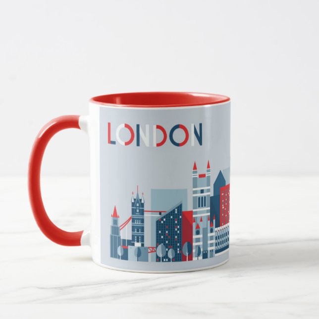 Taza Londres, Inglaterra horizonte rojo, blanco y azul (Izquierda)