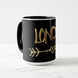 Taza Londres Reino Unido Ama la tipografía de oro negro