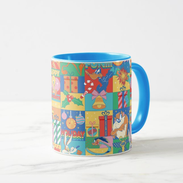 Taza LOONEY TUNES™ | Happy Holidays Christmas Pattern (Anverso derecho)