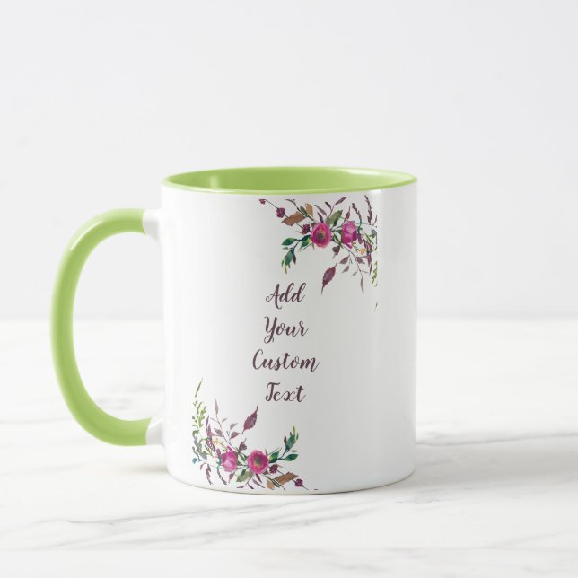 Taza Loose pink watercolor flowers customizable (Izquierda)