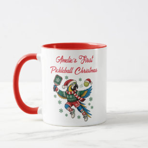 Taza Loro de Navidad de Pickleball de Año Personalizado