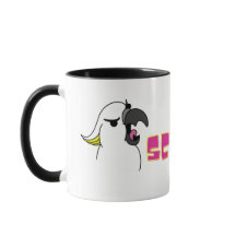 Loro gritando con texto rosado