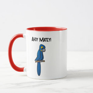 Taza Loro Pirata de Dibujos Animados Ahoy Matey, Ave Ma