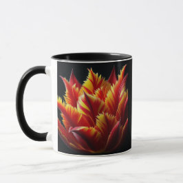 Taza Loro Tulip Floral rojo y amarillo