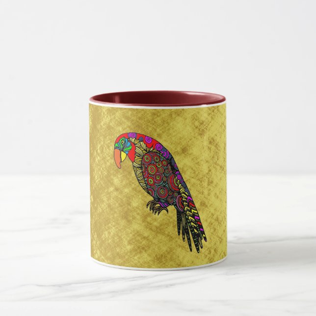 Taza loros de oro azul rojo amarillo (Centro)