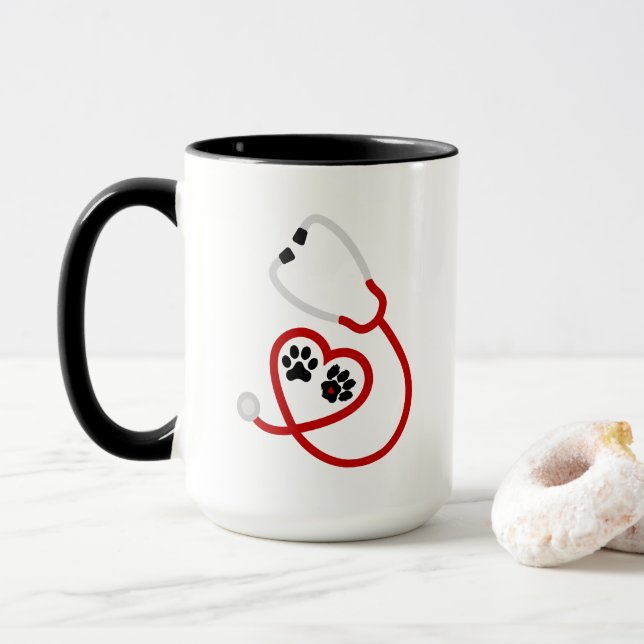 Taza Los amantes de los animales veterinarios cutáneos  (Con donut)