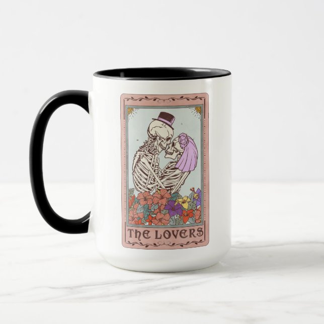 Taza Los amantes de Tarot Card Funny Skeleton Pareja Ta (Izquierda)
