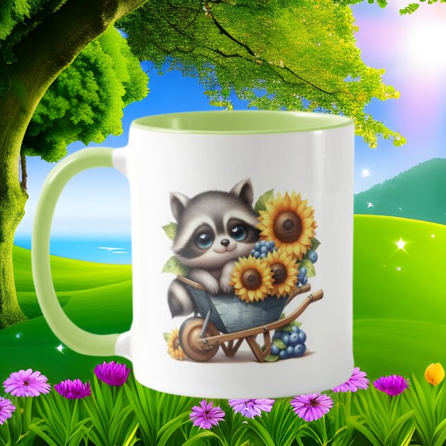 Taza Los amantes del mapache cutáneo añaden monograma (Subido por el creador)