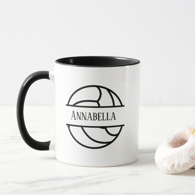 Taza los amantes del voleibol fresco añaden nombre (Con donut)