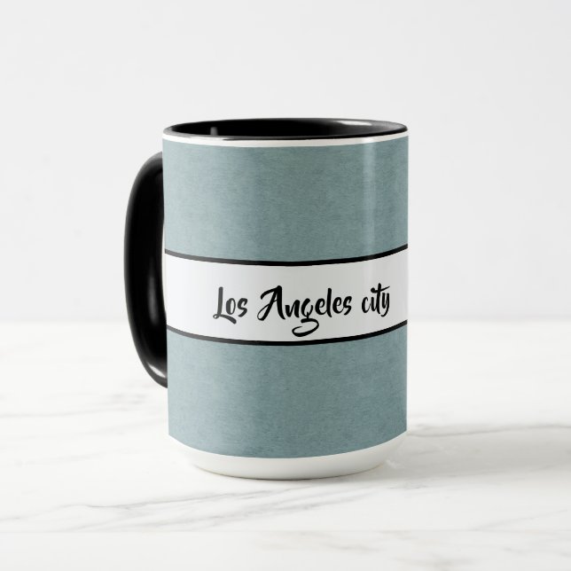 Taza Los Angeles City Elegant Black Gray Ringer 15oz (Anverso izquierdo)