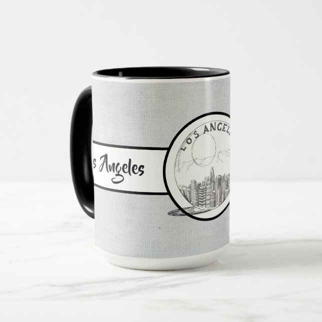 Taza Los Angeles City Elegant linen Ringer 15oz (Anverso izquierdo)