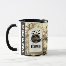 Taza Los blancos negros comen una bebida y tengan miedo