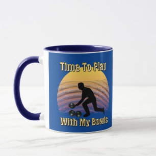 Taza Los bolos de Césped Azul juegan tiempo, tazón de c