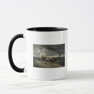 Taza Los caballos que dibujan los carros suben una