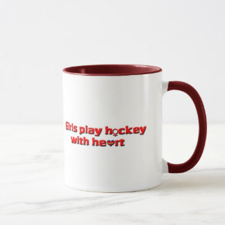 Taza Los chicas juegan a hockey con el corazón/el