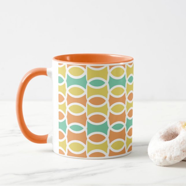 Taza Los Círculos Retro de los Años 1960 compiten con e (Con donut)