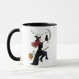 Taza Los gatos negros son mágicos y mugre de dos tonos