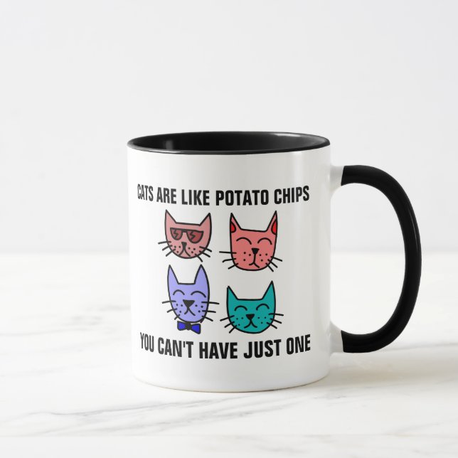 TAZA LOS GATOS SON COMO LOS CHIPS DE POTATO QUE NO PUED (Derecha)
