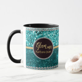 Taza Los glamorosos nombres de oro verde azul de la abu