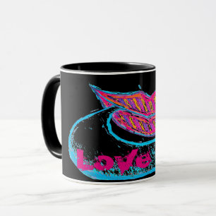 Taza Los labios rosados y una palabra baloon o lengua