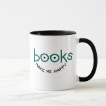 Taza Los libros me hacen feliz peluca<br><div class="desc">Los libros me hacen feliz, tazas y tazas de viaje.</div>