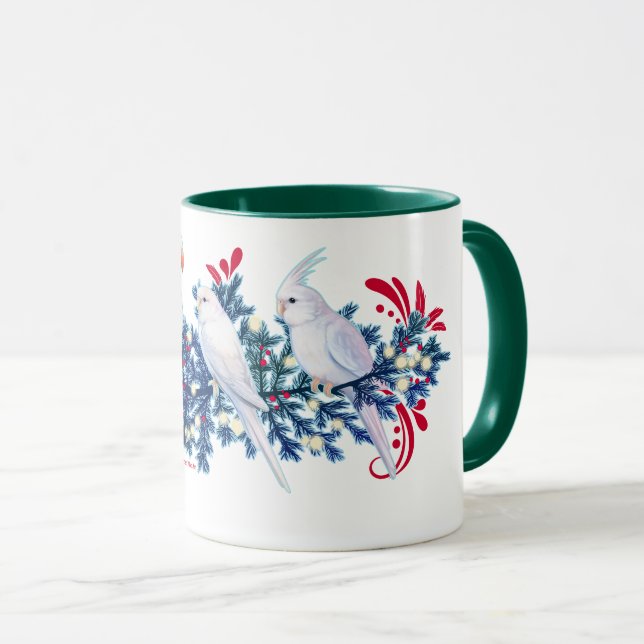 Taza Los loros de los Navidades blancos (Anverso derecho)