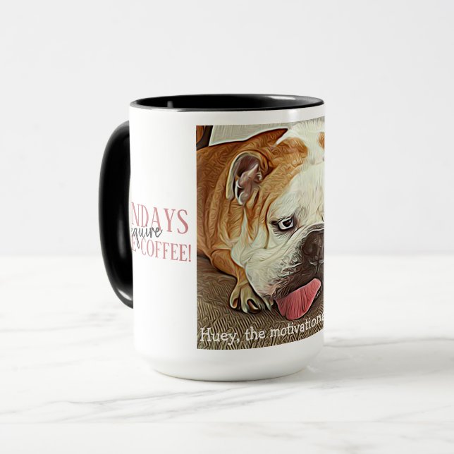 Taza Los lunes requieren café bulldog cansado lengua ro (Anverso izquierdo)