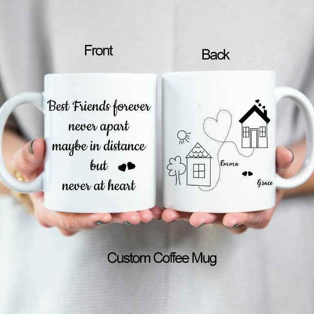 Taza Los mejores amigos de moda de larga distancia por  (Trendy Long Distance Best Friends Forever Love Mug)