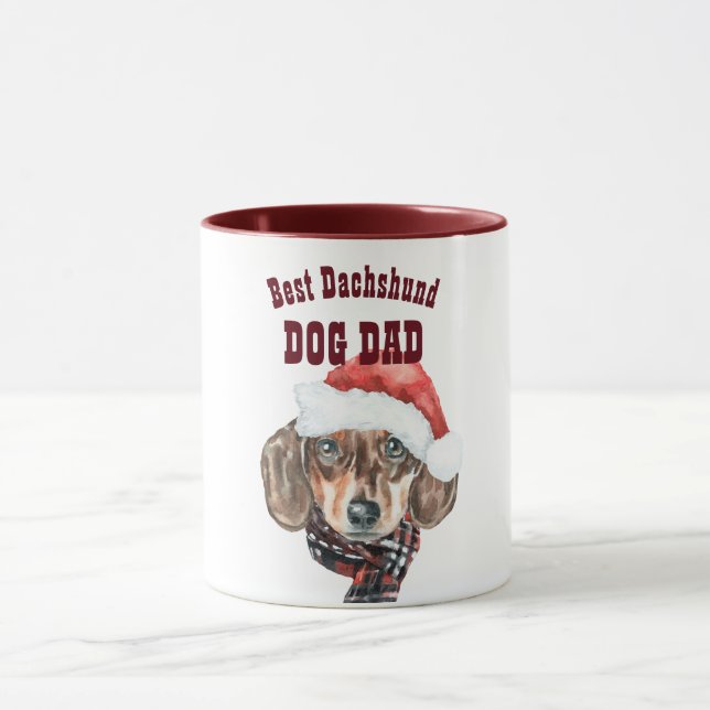 Taza Los mejores Navidades de DACHSHUND Dog Dad Ilustra (Centro)