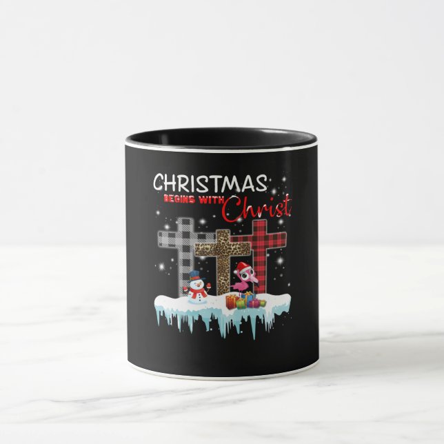Taza Los navidades comienzan con Cristo Ama Flamingo (Centro)