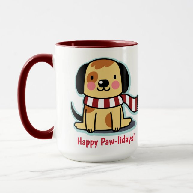 Taza ¡Los Navidades del perro del cachorro mug Happy Pa (Izquierda)